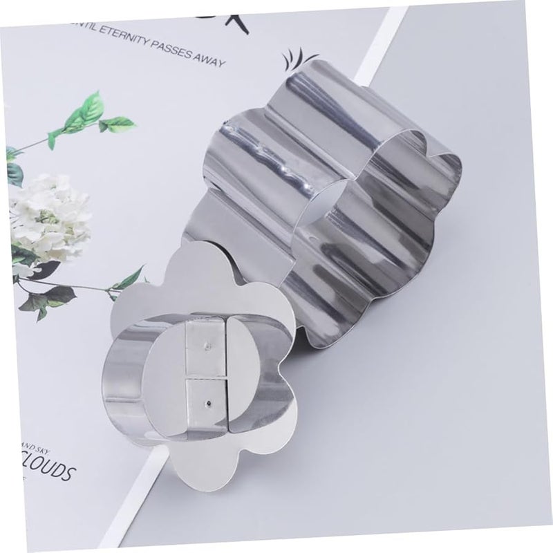 Flower Shape Stainless Steel Mousse Cutter Set With Pushing Plate For Cake Chocolate Cookies - Image 2